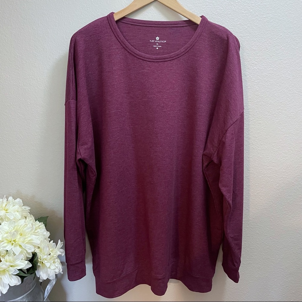 Tuff Athletics Women's XL Plum Pullover Lightweight Crewneck Sweatshirt